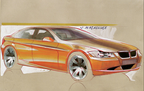 Designskizze der BMW 3er Reihe