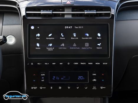 Hyundai Tucson 2021 - Großes Display zentral in der Mitte des Fahrzeugs