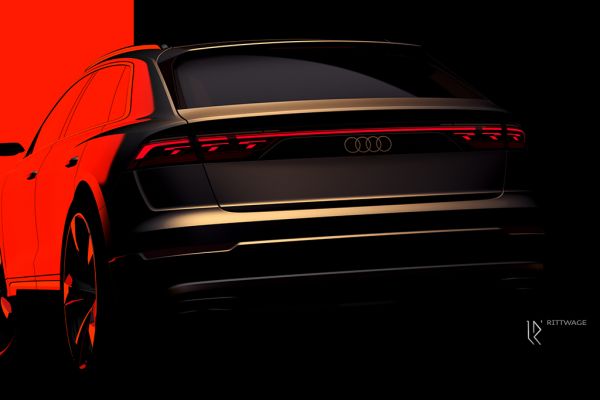 Skizze des Hecks des Audi Q8 Facelifts. Bild: Audi
