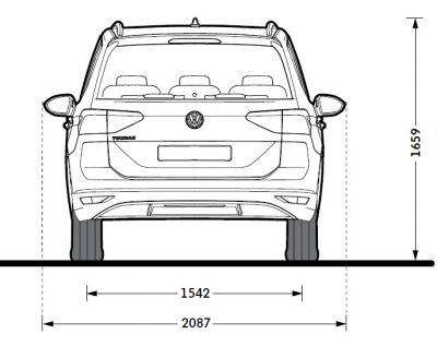 VW Touran II - Abmessungen & Technische Daten - Länge, Breite, Höhe,  Gepäckraumvolumen