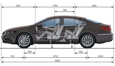 Volkswagen Passat CC 2008-2017 Abmessungen Seitenansicht