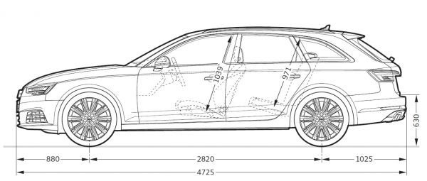 Audi A4 Avant (B9) - Abmessungen & Technische Daten - Länge, Breite, Höhe,  Gepäckraumvolumen