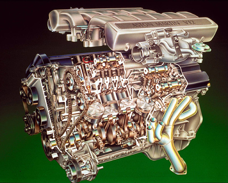 Aston Martin Vantage - Schnittzeichnung Motor