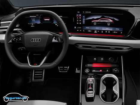 Audi A6 Avant (C9, 2025) - Die Bildschirme sind natürlich fahrerzentriert und curved.
