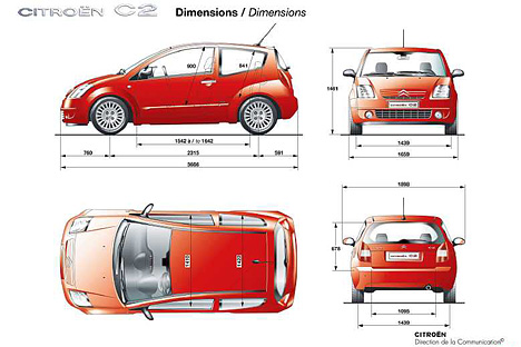 Citroen C2 - Abmessungen