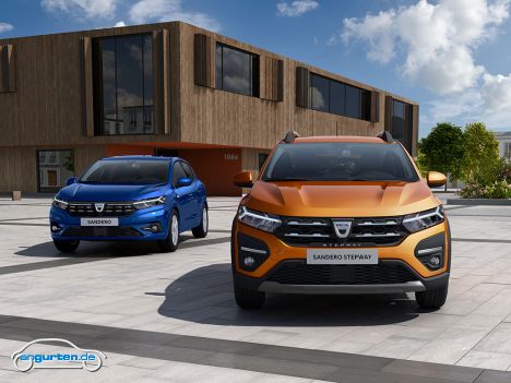 Dacia Sandero 2021 - Gemeinsames Doppel: Sandero und Sandero Stepway (rechts)