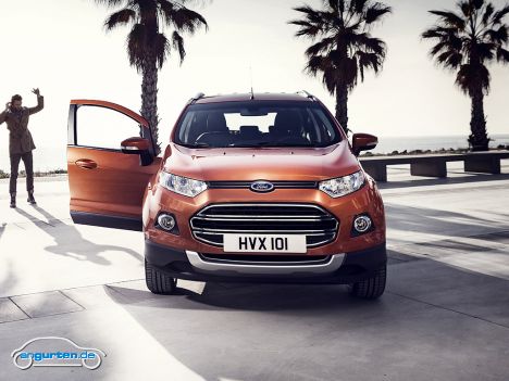 Ford Ecosport - Ford folgt auch mit dem Ecosport dem bulligen Designtrend. Uns ist er fast etwa zu bullig geraten.