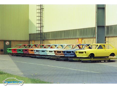 Ford Fiesta I (1976-1983) - 1976 - in Farbe und bunt: Wo ist eigentlich schwarz? Frei nach Henry Ford … Sie können ihr Auto in jeder Farbe haben, solange es nicht schwarz ist …