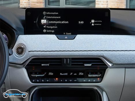 In der Mitte sitzt die Klimaanlage mit dem oberen Mazda Communication Display.
