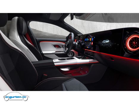 Mercedes CLA (2025) - Ansonsten passt die Wohnzimmer oder aber Techno-Anmutung - je nachdem, wie man das gerne so hätte, aber ganz gut.