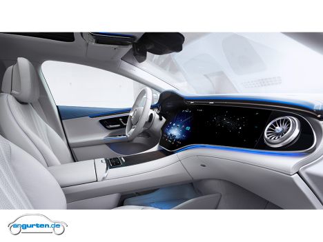Mercedes EQE - Innenraum mit Bildschirm-Phalanx.