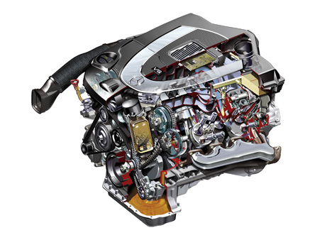 Mercedes GL-Klasse, Schnittzeichnung V8 Motor