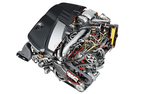 Mercedes GL-Klasse, Schnittzeichnung V6 Motor