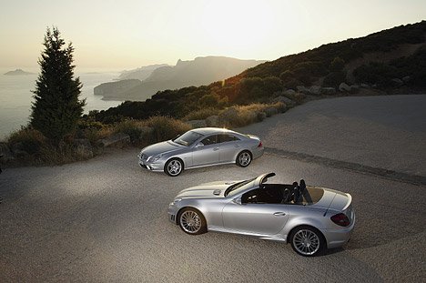 SLK and the sun is shining. Roadster meets viertüriges Coupe (SLS)