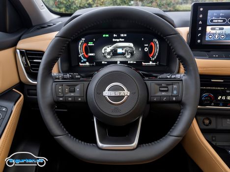 Nissan X-Trail 2022 - Basic Autobau meint jetzt nicht die Materialien, sondern die relativ klassische Aufteilung in Kombidisplay, Infodisplay in der Mitte …