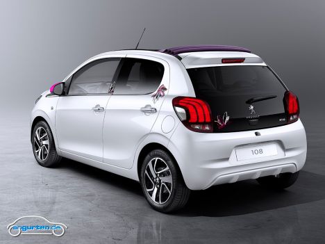 Peugeot 108 - Peugeot setzt dabei voll auf Design: Bicolor-Lackierungen sind ohne Probleme möglich. Auch Designfolien sind direkt mit bestellbar.