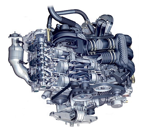 Porsche Boxster S, Schnittzeichnung Motor