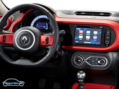 Renault Twingo 2014 - Das Display vom Renault R-Link System  wird zum Beispiel auch für den Drehzahlmesser gebraucht.