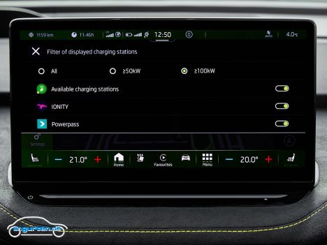 Skoda Enyaq Coupe iV RS - Infodisplay - Mittelkonsole