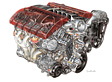 Corvette Z06, Schnittzeichnung Motor