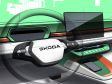 Skoda Epic - Innenraumskizze - Der Skizze nach wird es den üblichen großen Bildschirm geben und zusätzliche haptische Elementr unterhalb der Mittellüftung. Darunter wiederum eine Smartphone-Ablage mit  vermutlich induktiver Ladung. Das Digital Cockpit wällt der Skizze nach relativ klein aus.