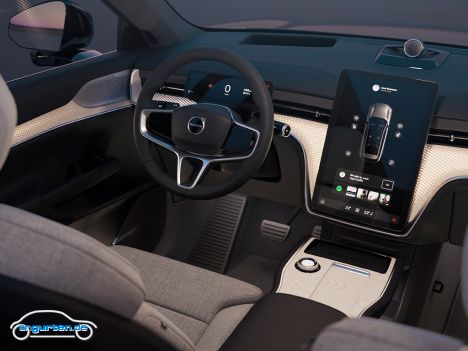 Volvo EX90 (2024) - 14,5 Zoll (fast 37 cm) misst dafür die Diagonale des Mitteldisplays. Touchscreen ist selbstverständlich. Das Fahrerdisplay misst etwa 8 Zoll.