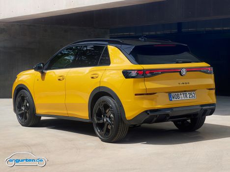 VW T-Roc II (2025) - In Gelb, R-Line, Zweifarb-Lackierung, Heckansicht