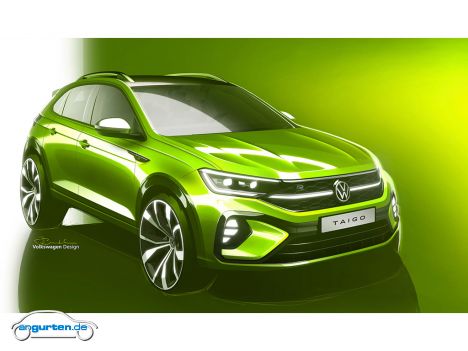 VW Taigo 2022 - Preview - Designskizze des neuen Taigo - er basiert auf dem neuen brasilianischen VW Nivus.