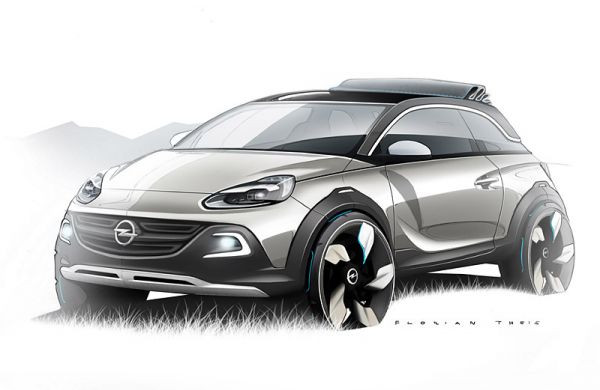 Designskizze zur Studie Opel Adam Rocks: Kombination aus Mini, Cabrio und Crossover. Bild: Opel