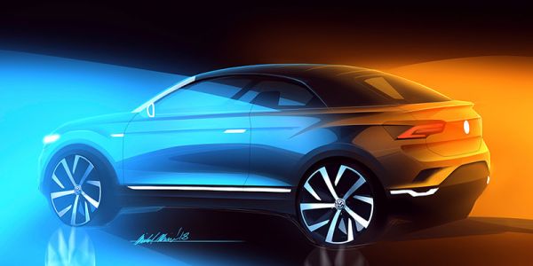 Die ersten Skizzen des T-Roc Cabrios, das ab 2020 in Osnabrück gebaut werden soll. Bild: VW