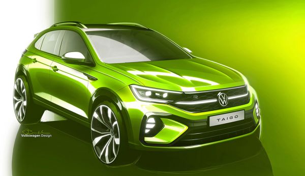 Der neue VW Taigo - hier eine Designskizze - basiert auf dem brasilianischen VW Nivus. Bild: VW