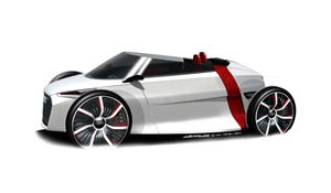 Die Konzeptstudie Audi Urban Concept: 1+1 sitziges Ultral-Leichtmobil. Bild: Audi