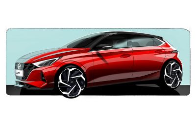 Erste Skizze des neuen Hyundai i20. Bild: Hyundai